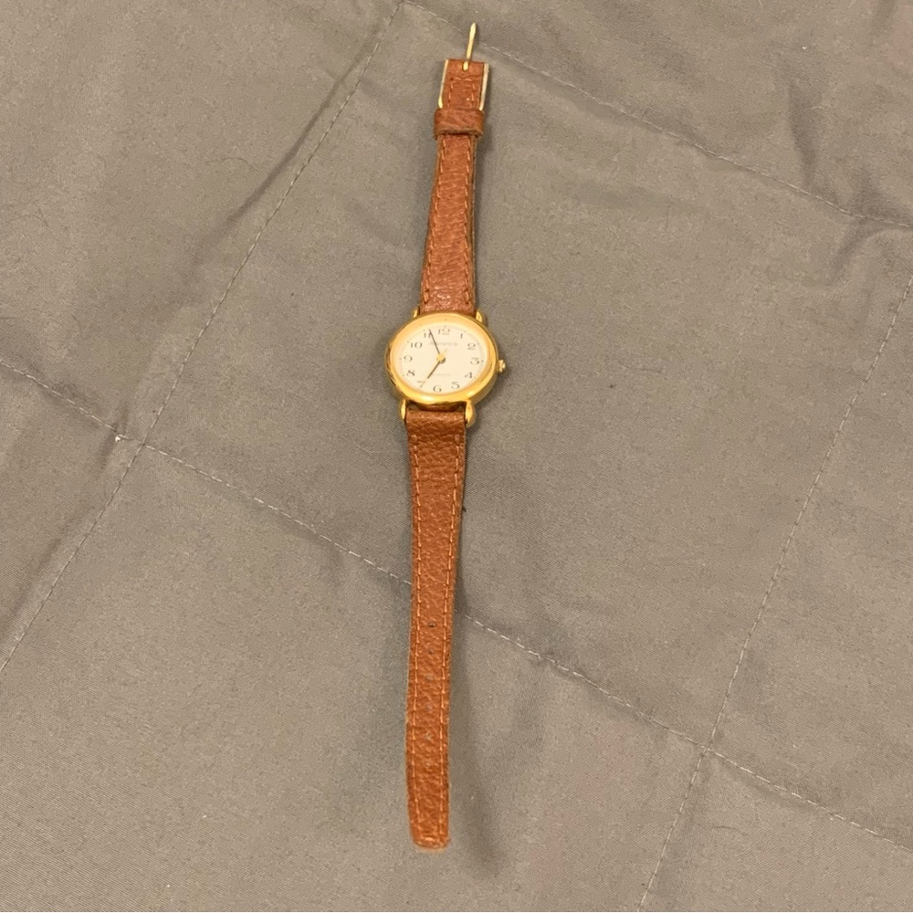 Advance Apparels Gold Case Watch with Brown Strap